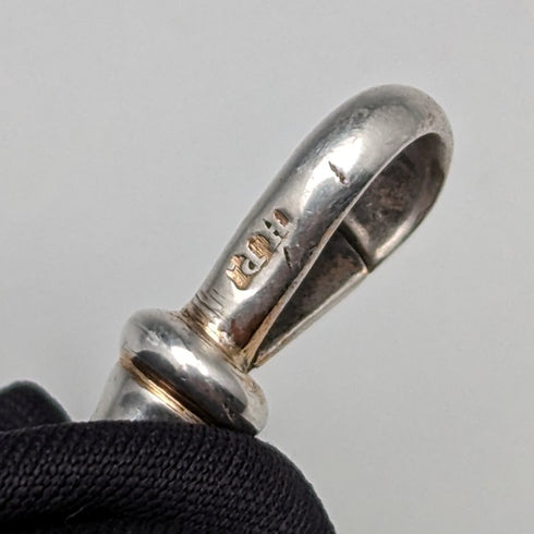 Circa 1910 British Antique Sterling Silver Albert Chain 44g Claw & Bowl Fob